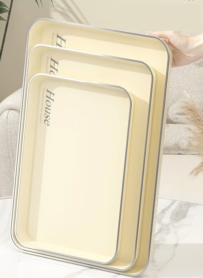 بيوينتي تقديم صينية بلاستيك لتقديم الطعام 3 قطع صينية قابلة لإعادة الاستخدام لكوب وجبة خضروات وجبة خفيفة فواكه كوكيز مقبلات حفلة الحلوى الحلوى في المطبخ أو منظمة المخزن - Image 1