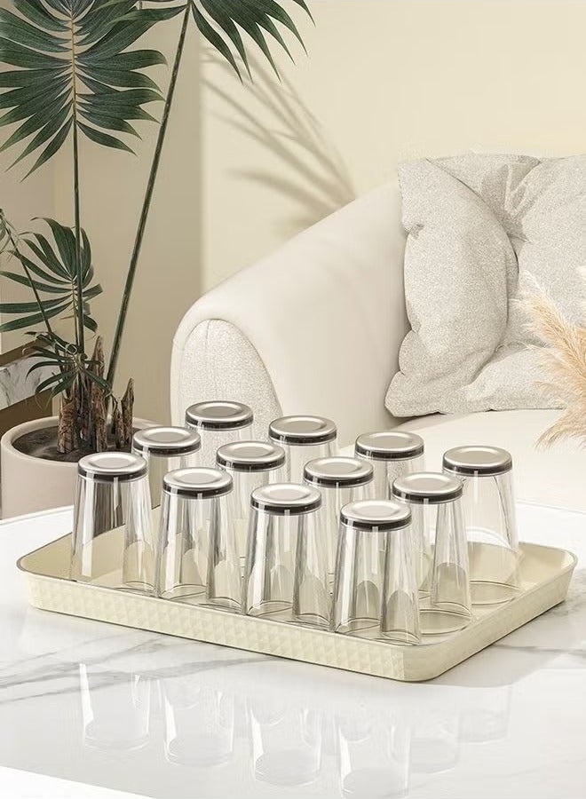 بيوينتي تقديم صينية بلاستيك لتقديم الطعام 3 قطع صينية قابلة لإعادة الاستخدام لكوب وجبة خضروات وجبة خفيفة فواكه كوكيز مقبلات حفلة الحلوى الحلوى في المطبخ أو منظمة المخزن - Image 3