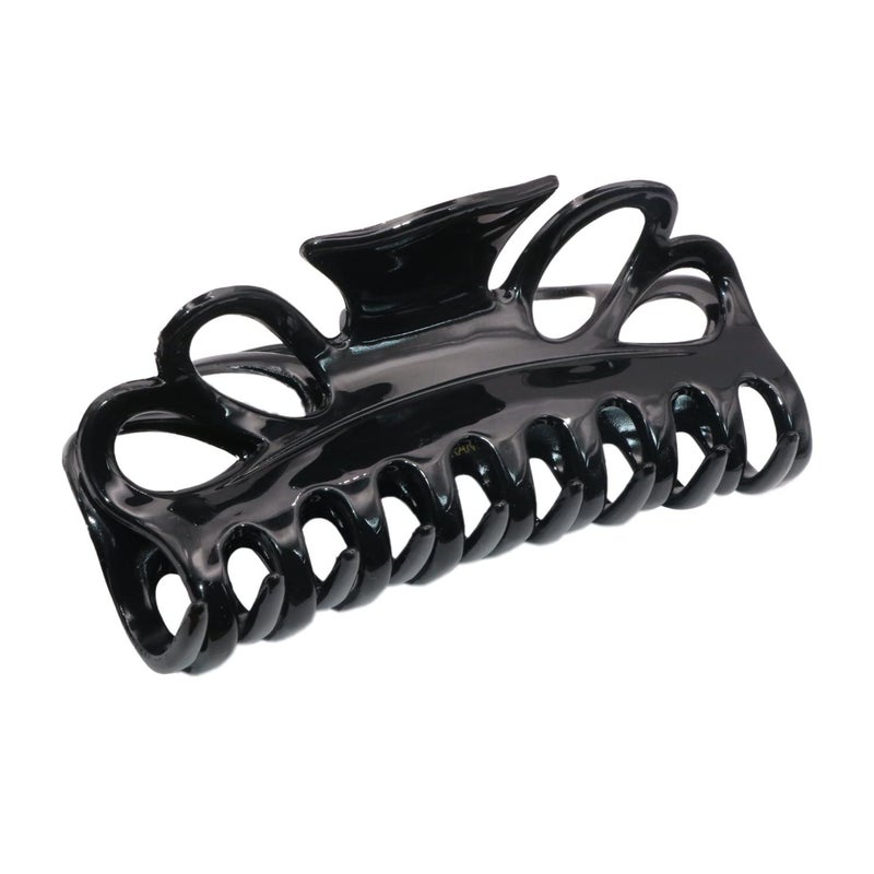 Parcelona French Double Loop Large 425 inch Celluloid Acetate Hair Claw Clip Nonslip Women Hair Accessories Made in France Black
