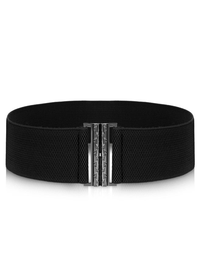 Jeffdad Wide Stretchy Belts for Women, Vintage Elastic Waist Belts Adjustable Cinch Belt Muticolored Ladies Dress Buckle Belt(Black) - Image 1