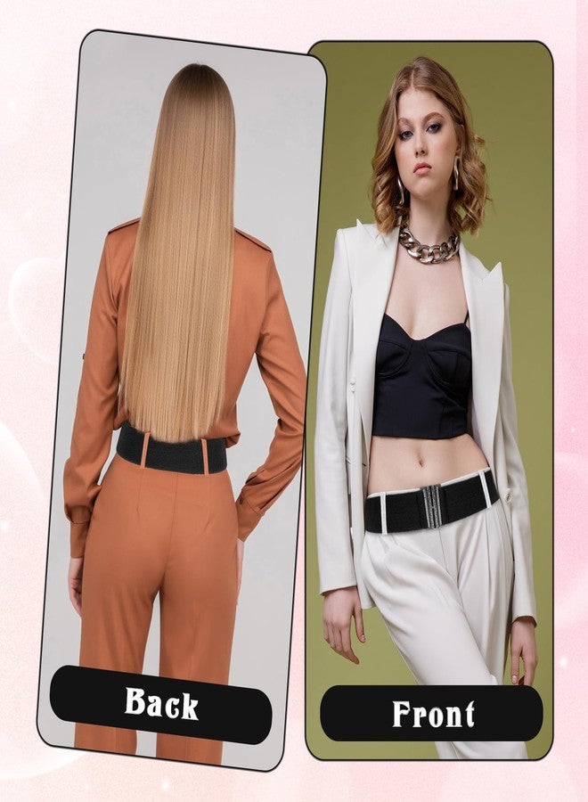 Jeffdad Wide Stretchy Belts for Women, Vintage Elastic Waist Belts Adjustable Cinch Belt Muticolored Ladies Dress Buckle Belt(Black) - Image 5