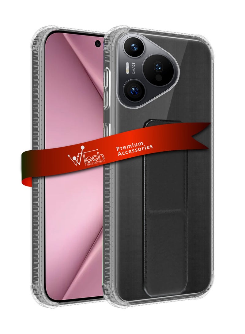 دبليو تيك غطاء وسادة هوائية بمقبض يدوي من مادة TPU لهاتف هواوي بورا 70 5G 2024 شفاف/أسود