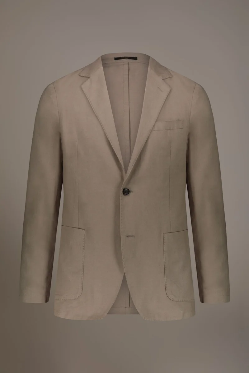 Single breasted cotton linen jacket - Taupe