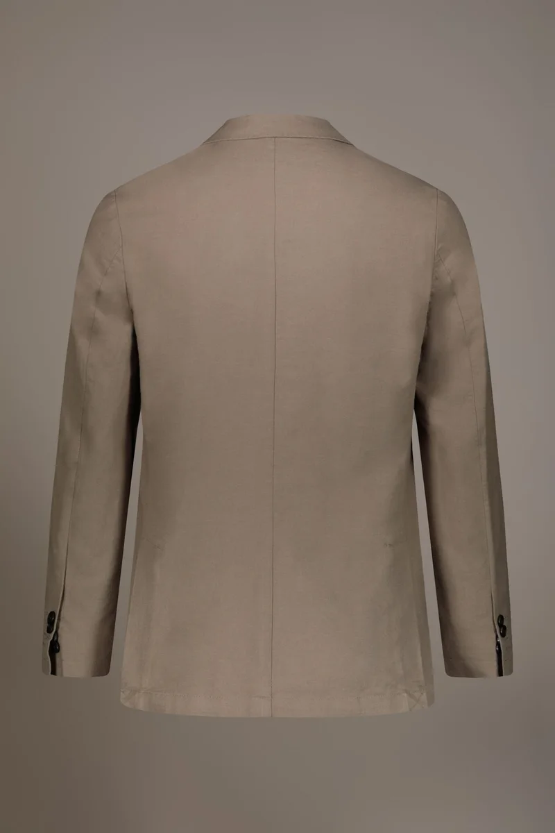 Doppelganger Beige Single breasted cotton linen jacket - Taupe for Men | Best Price UAE