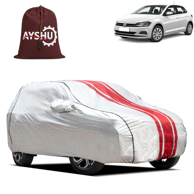 ASHU AYSHU Waterproof Car Cover Compatible with Volkswagen Polo | Mirror & Antenna Pocket | Anti-Scratch Soft Cotton Inner Layer | Triple Stitched | Heat Resistant Metallic Silver | All-Weather Protection - Image 1