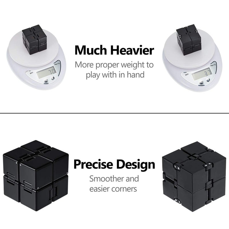 Gejoy 2 Packs Infinity Cube Toys Fidget Blocks, Mini Infinity Cube Desk Toy Stress Relief Toys, Cube ADHD Desk Toy for Adults, Sensory Toys (Black, White) - Image 4
