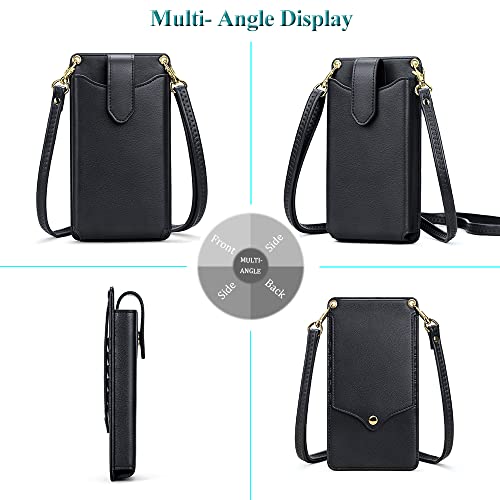 Peacocktion Black Small Leather Purses for Women, Travel Crossbody Bags for Women with Card Slot, Wallet Card Holder - Image 2