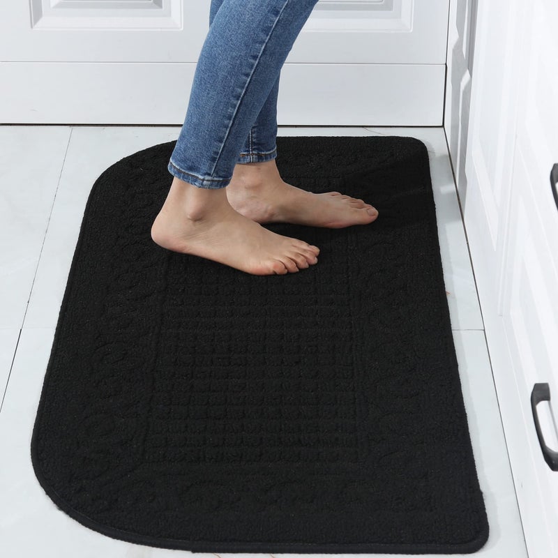 COSY HOMEER COSY HOMEER 39X20inch Anti Fatigue Kitchen Rug Mats are Made of 100 Polypropylene Half Round Rug Cushion Specialized in Anti Slippery and Machine WashableBlack