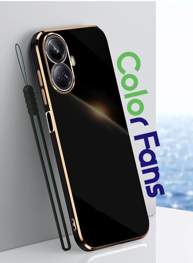 Color Fans Mobile Phone Case for Realme C55 Electroplated Protective Case Gold-Black