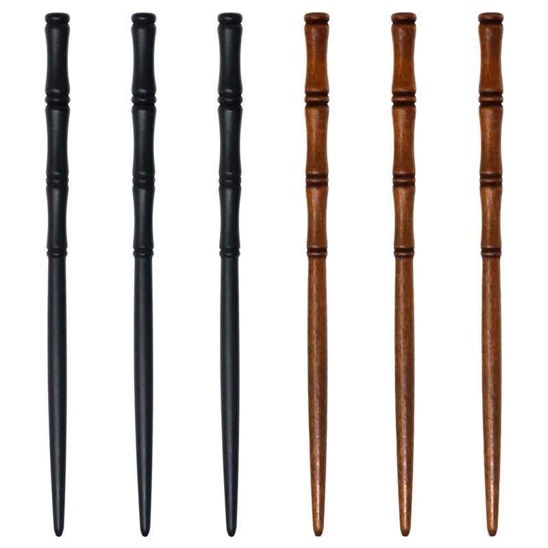 Honbay 6PCS Retro Wooden Hair Sticks Bamboo Shape Hair Chopsticks Handmade Wood Hairpin Decorative Hair Holder for Women Hair Accessories 2 Color