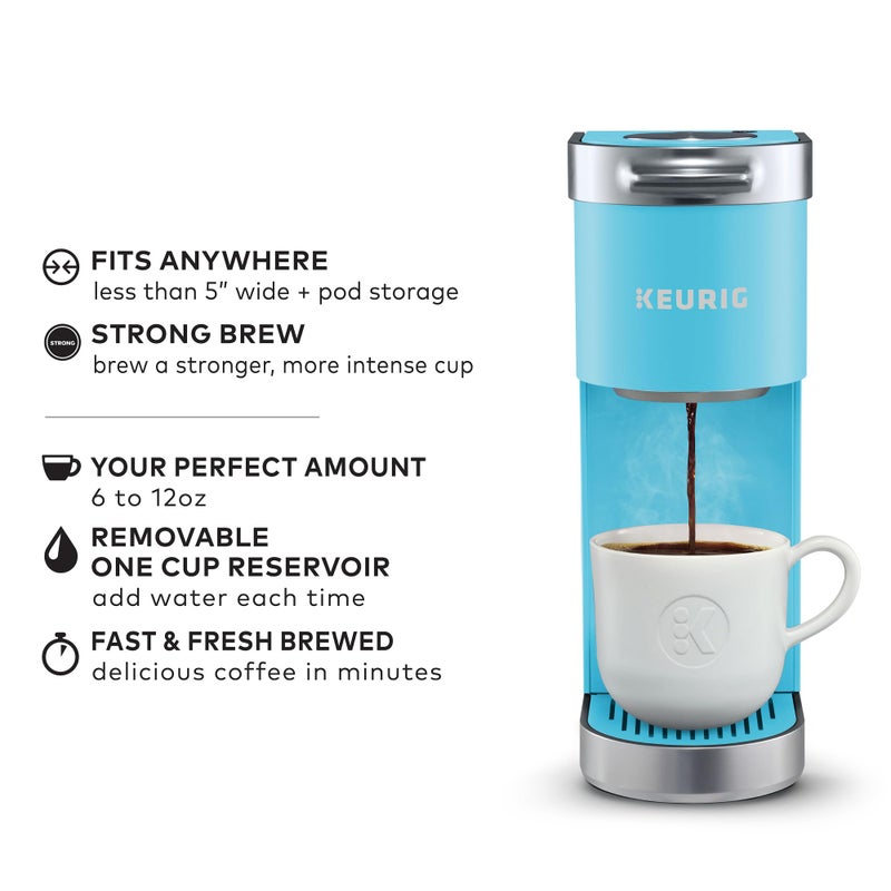 Keurig Keurig K-Mini Plus Single Serve K-Cup Pod Coffee Maker, with 6 to 12oz Brew Size, Stores up to 9 K-Cup Pods, Travel Mug Friendly, 1500 watts, Cool Aqua  - Image 2