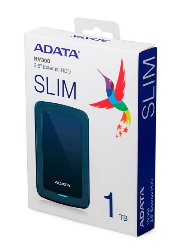 ADATA - HV300 1TB External HDD Slim Hard Drive | Compatible with PS5 XBOX for Superfast Gaming Fast Data Transfer | Blue - Image 1