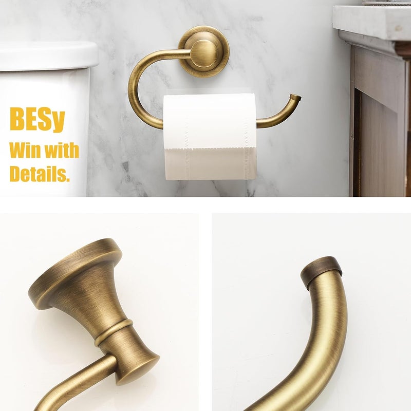 BESy Antique Brass Toilet Tissue Paper Holder Bathroom Accessories Toilet roll Paper Hanger, SUS304 Stainless Steel,Wall Mounted, Rustproof - Image 3