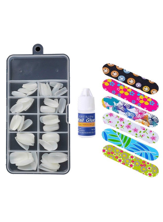 STORE 2508 Store2508 Acrylic Artificial False Nails 100 Pcs With Box, Nail Glue & Nail Filers Pack Of 8 (Set A) - Image 1