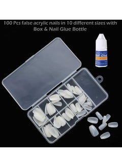 STORE 2508 Store2508 Acrylic Artificial False Nails 100 Pcs With Box, Nail Glue & Nail Filers Pack Of 8 (Set A)  - Image 2