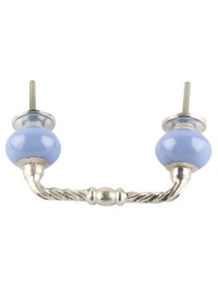 Indian-Shelf IndianShelf 1 Pack Ceramic Blue Drawer Pulls T Bar Vintage Kitchen Cabinet Handles Silver Hardware 4 Hole to Hole Dresser Door Handle BH604SCRK40  - Image 2