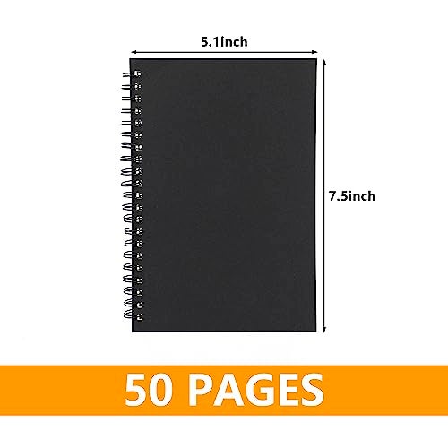 Ykimok 2 Pack College Ruled Notebook, Soft Black Cover Spiral Notebook, Memo Notepad Sketchbook, Students Office Business Diary Spiral Book Journal,100 Pages, 50 Sheets, 7.5x 5.1 Inches - Image 2