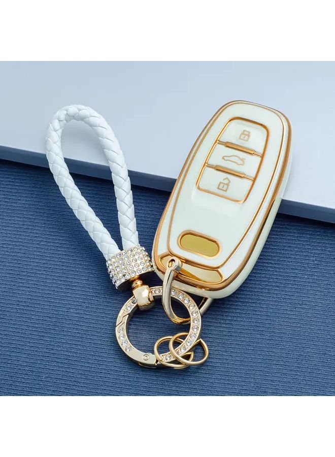 White TPU Car Key Case Protector for Audi A1 A3 A4 A5 A6 A7 A8 RS4 RS5 RS6 RS7 E Tron Q3 Q5 Q7 - Image 4