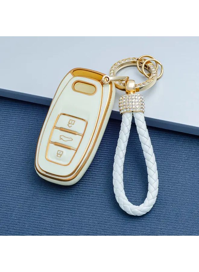 White TPU Car Key Case Protector for Audi A1 A3 A4 A5 A6 A7 A8 RS4 RS5 RS6 RS7 E Tron Q3 Q5 Q7 - Image 1