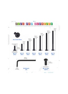 Glarks Glarks 85Pcs M6x16/ 25/35/ 45/55/ 65/ 75mm Black Hex Drive Socket Cap Bolts Kit, Allen Head Countsunk Furniture Crib Bolts Nuts Screws for Chair Table Cabinets  - Image 2