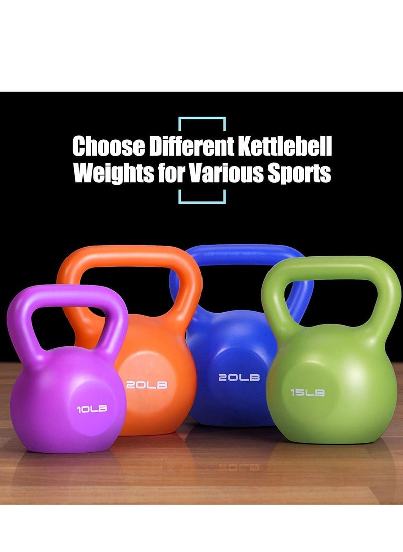 WENBO Kettlebell For Men & Women Vinyl Coated Cast Iron Kettlebell Excercise Fitness Kettlebell For Home & Gym Strenght Workout (15Lbs Green)  - Image 4