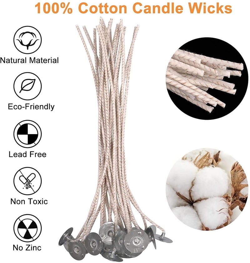 AURA DECOR AuraDecor Eco, Braided Wicks for Candle Making for Soy Candles, Eco 6inch Pretabbed Wicks, Cotton & Paper Wicks for Candle Making (500) - Image 2