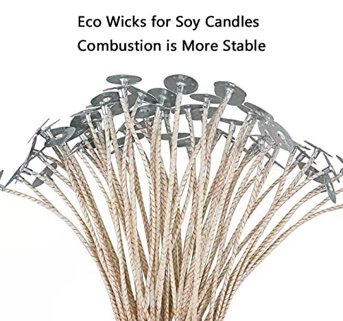 AURA DECOR AuraDecor Eco, Braided Wicks for Candle Making for Soy Candles, Eco 6inch Pretabbed Wicks, Cotton & Paper Wicks for Candle Making (500) - Image 4