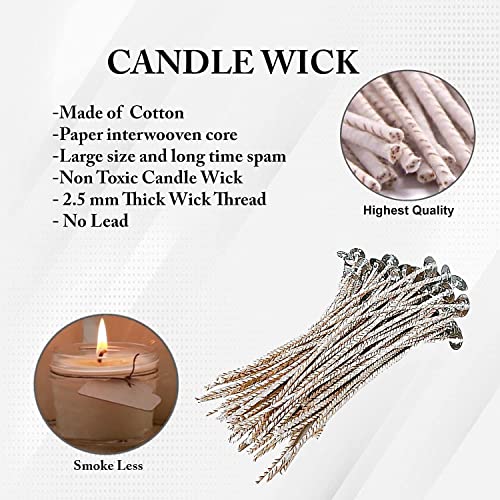 AURA DECOR AuraDecor Eco, Braided Wicks for Candle Making for Soy Candles, Eco 6inch Pretabbed Wicks, Cotton & Paper Wicks for Candle Making (500) - Image 5