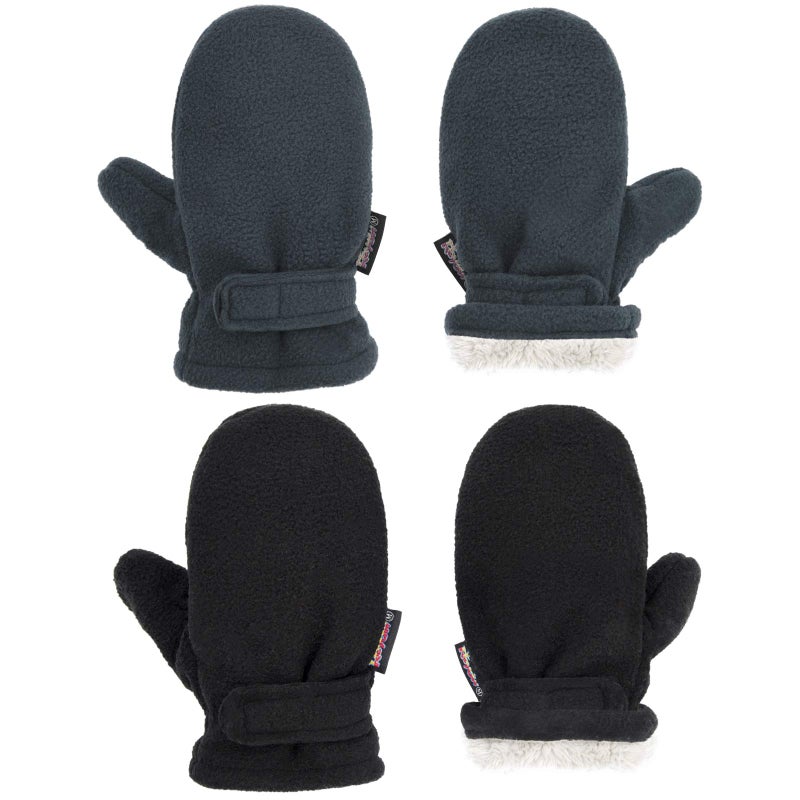 Reyow Toddler Mittens Baby Boy Girls Winter Warm Mittens Kids Easy-On Sherpa Fleece Lined Snow Infant Gloves 2 Pairs - Image 1