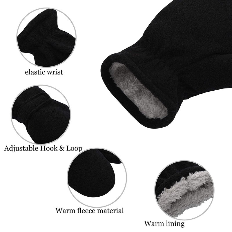 Reyow Toddler Mittens Baby Boy Girls Winter Warm Mittens Kids Easy-On Sherpa Fleece Lined Snow Infant Gloves 2 Pairs - Image 4