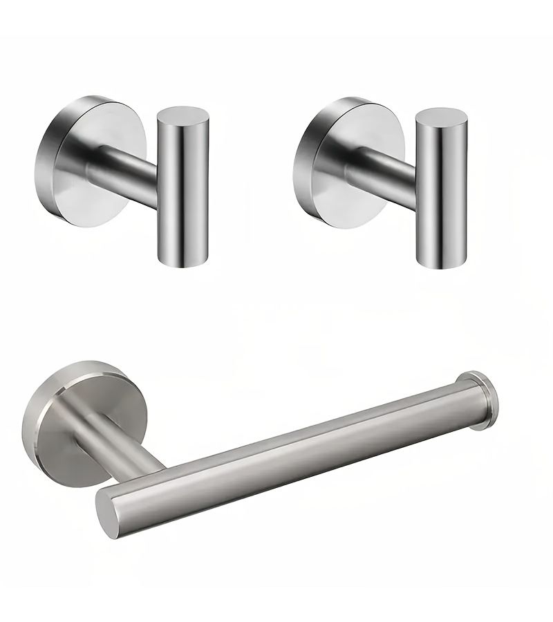 Black 3 Piece Bathroom Hardware Set Stainless Steel Towel Holder Toilet Paper Storage - Image 1