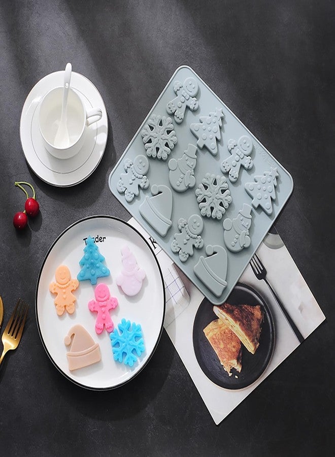 MARHABA TRADERS Christmas Chocolate Candy Silicone Mold, 12 Hole Snowman Snowflakes Shape Mold, Christmas Tree Hat DIY Cookies Candy Gummy Chocolate Mold Ice Cream Tray for Christmas Party - Image 4