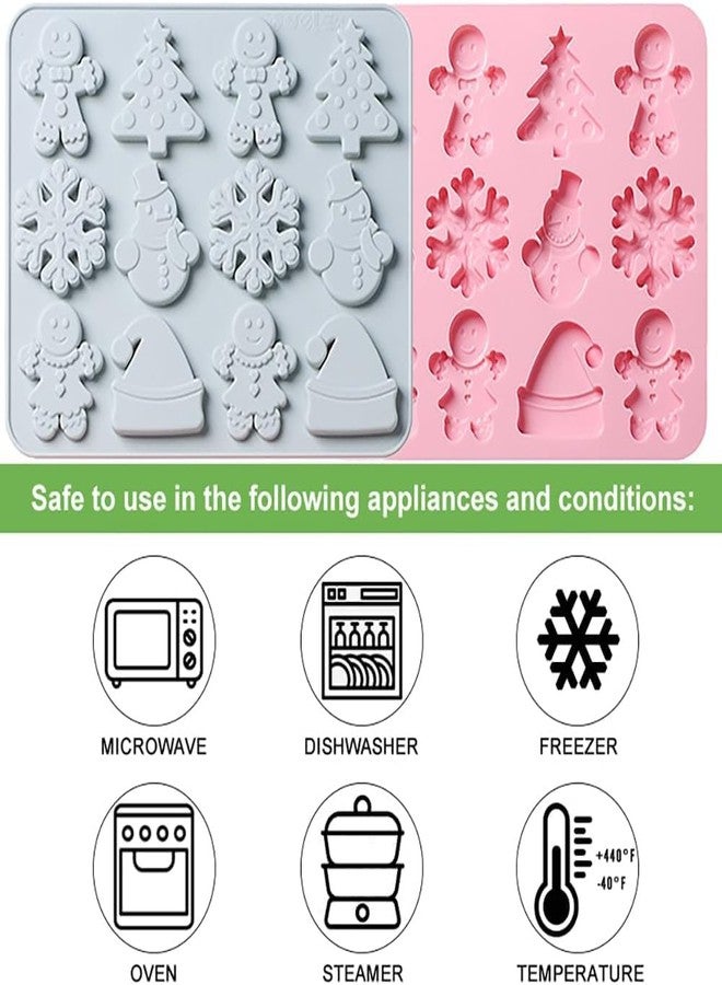 MARHABA TRADERS Christmas Chocolate Candy Silicone Mold, 12 Hole Snowman Snowflakes Shape Mold, Christmas Tree Hat DIY Cookies Candy Gummy Chocolate Mold Ice Cream Tray for Christmas Party - Image 2