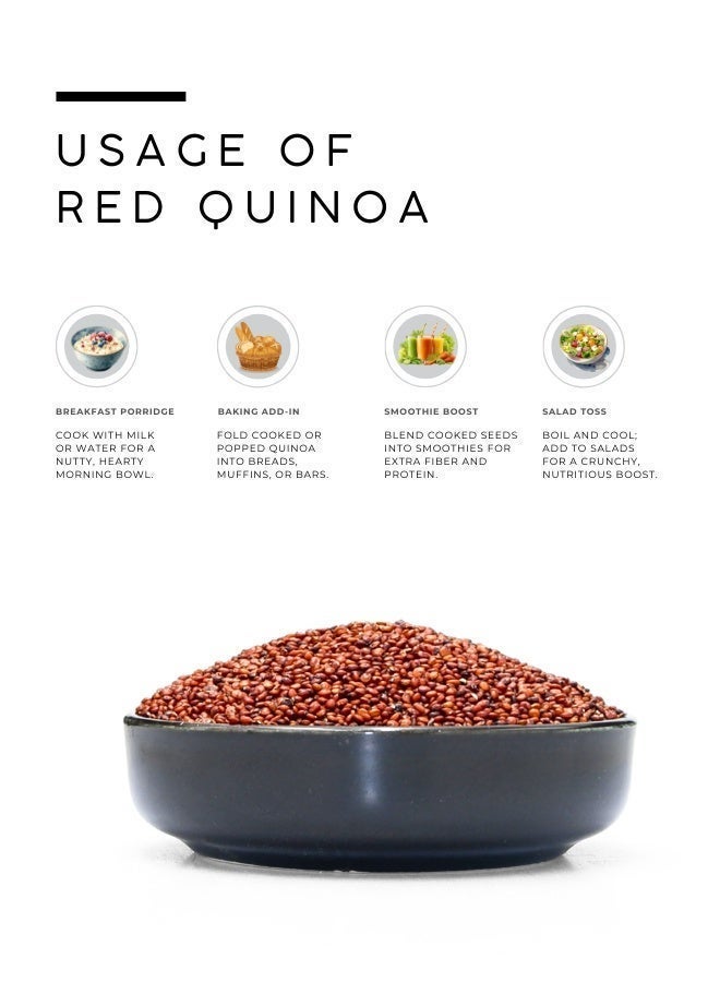 AWAFI MILL Red Quinoa Seeds 500 g | 17.6 Oz | Premium Whole Grain | Nutty Flavor & Firm Texture | Ideal for Salads, Bowls & Cooking | Naturally Gluten-Free Grain - Image 3