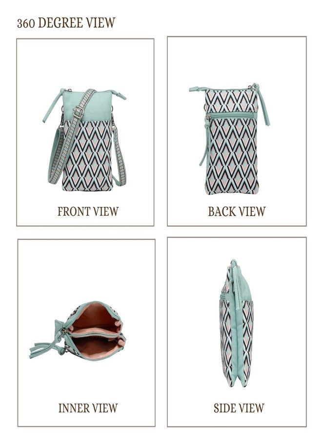 Anekaant Tile Trip Teal Canvas Geometric Sling Bag for Girls | Perfect for Travel & Daily Outings - Image 4