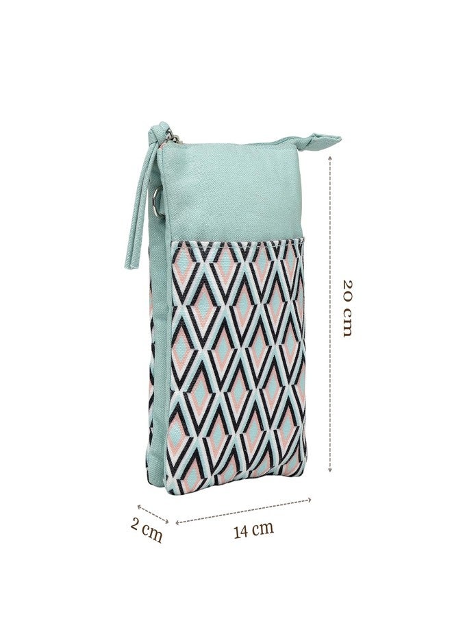 Anekaant Tile Trip Teal Canvas Geometric Sling Bag for Girls | Perfect for Travel & Daily Outings - Image 5