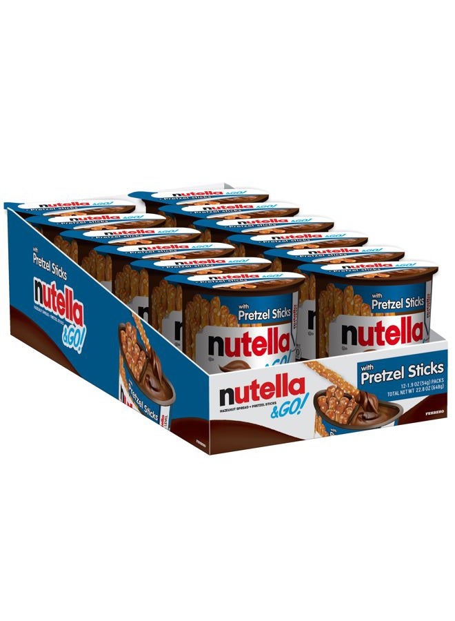 Nutella & GO! Bulk 12 Pack, Hazelnut and Cocoa Spread with Pretzel Sticks, Stocking Stuffers, Snack Cups, 1.9 oz Each​ - Image 1
