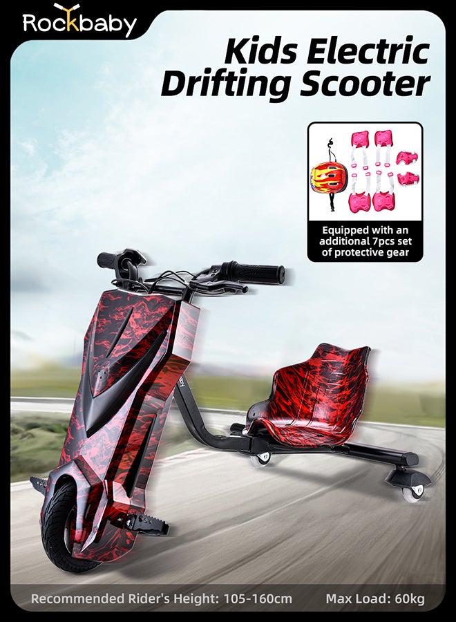 Rockbaby 36V High-Power 360°Children/Adult Electric Drifting Scooter-Adjustable With Bluetooth And Protective Gear 68.5X54X21cm Red - Image 2