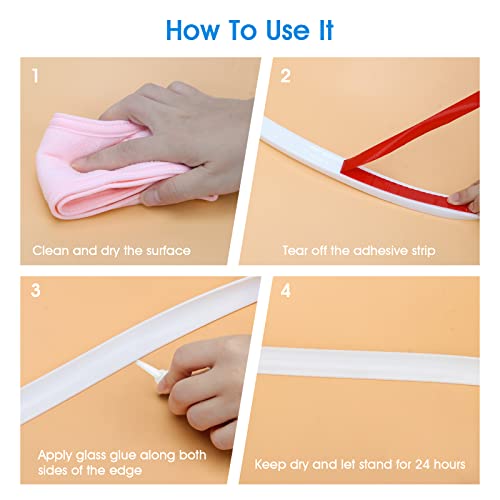 Windspeed 79 Inch Shower Threshold Water Dam Shower Barrier, Windspeed Shower Dam Water Stopper Self-Adhesive Shower Dam for Dry and Wet Separation Water Blocking Strip for Bathtub, Countertop, Bathroom - Image 4