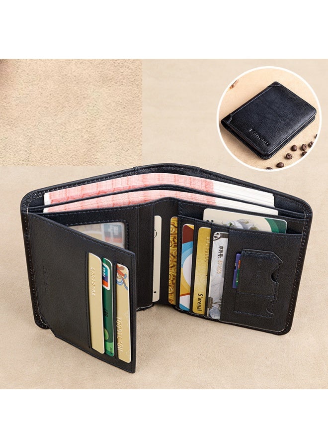 Genuine Leather Wallet Retro Business Design Rfid Protection Short Card Holder Coin Purses Money Bag Men Business Wallet  - Image 2