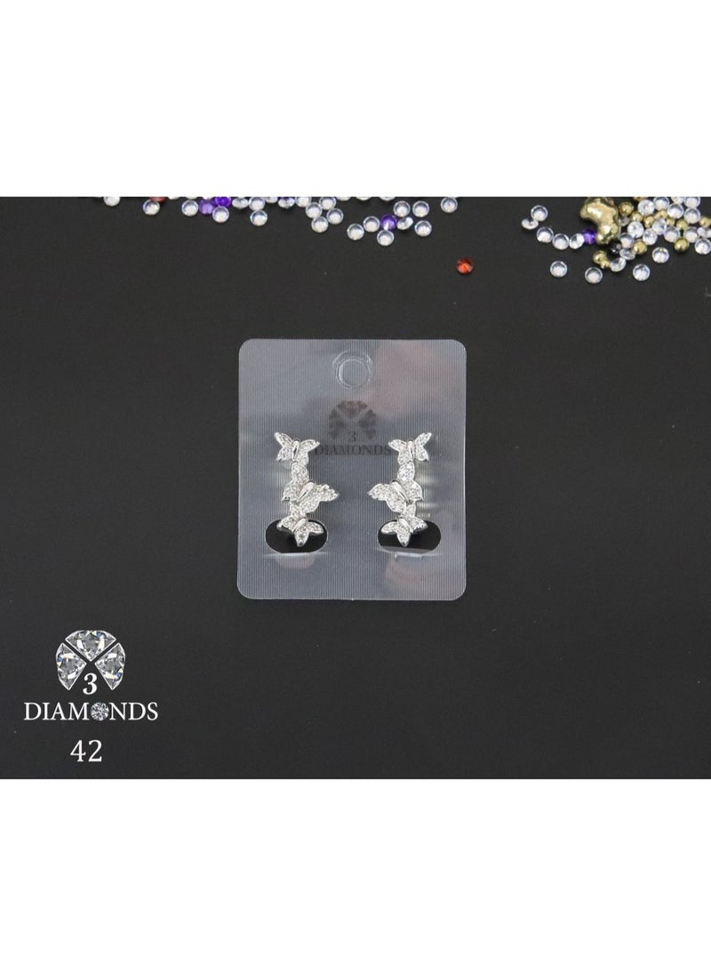 3Diamonds - 3diamond Platinum Plated Earring For Women Cubic Zircon Stone - Image 1