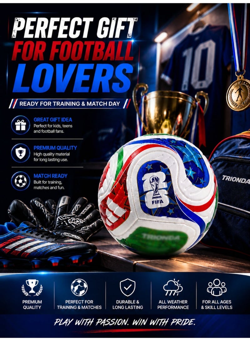 FIFA World Cup -2026 Professional Size 5 Football – Durable Match Style Soccer Ball for Training, Indoor & Outdoor Play, Strong Grip & Control Football for Kids & Adults - Image 3