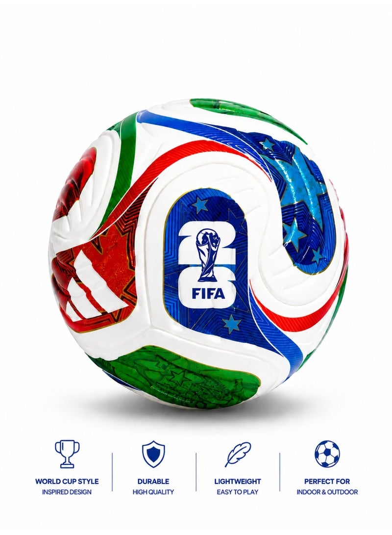 FIFA World Cup -2026 Professional Size 5 Football – Durable Match Style Soccer Ball for Training, Indoor & Outdoor Play, Strong Grip & Control Football for Kids & Adults - Image 1