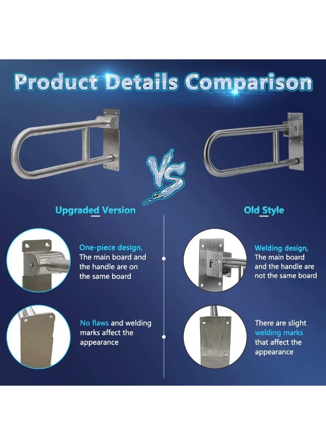 Flip Up Grab Bars Handicap Rails Toilet Safety Rails Stainless Steel Grab Bar for Bathroom Toilet Handles for Elderly Handicapped Accessories Toilet Rails Bathroom Safety Grab Bars - Image 3