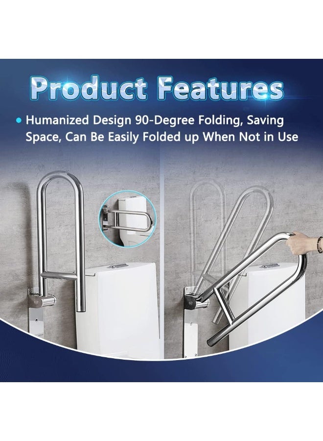 Flip Up Grab Bars Handicap Rails Toilet Safety Rails Stainless Steel Grab Bar for Bathroom Toilet Handles for Elderly Handicapped Accessories Toilet Rails Bathroom Safety Grab Bars - Image 4