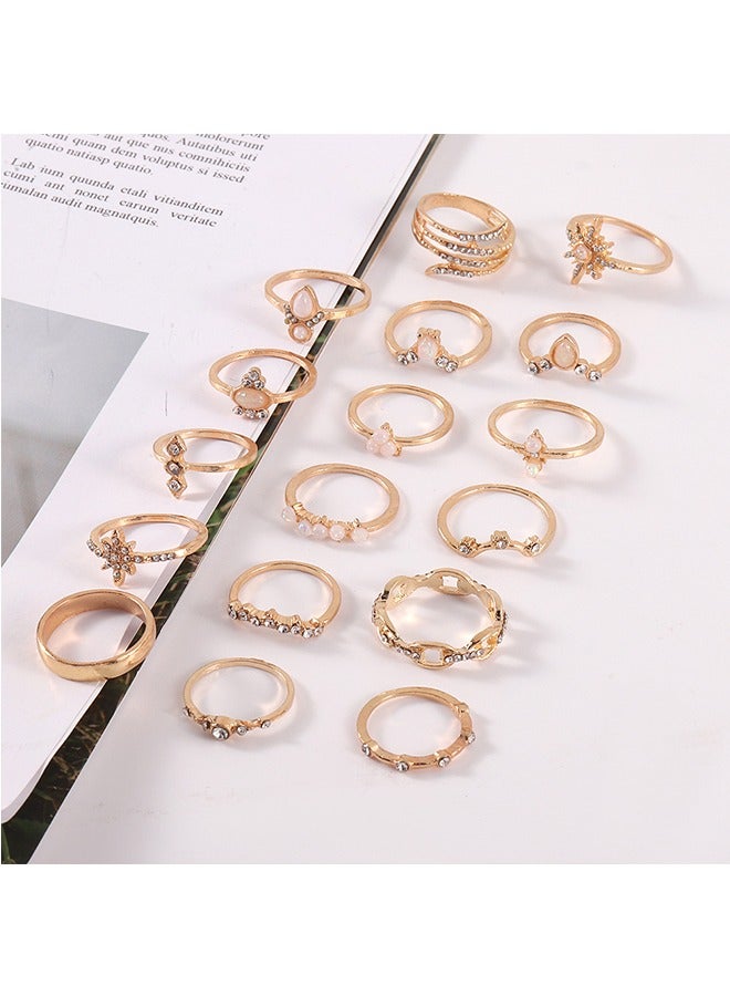 17Pcs Boho Finger Ring Set, Simple Gold Crystal Joint Knuckle Rings, Sparkling Rhinestone Stackable Ring for Women and Girls (Gold) - Image 5