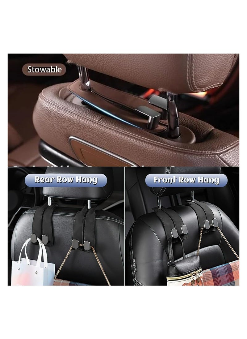 Dominy - Headrest Hooks for Car, Leather Car Seat Headrest Hooks, Universal Leather Car Seat Storage Hanger Ideal for Purse, Coats, Umbrellas, Grocery Bags,Organization Accessories Brown - Image 1
