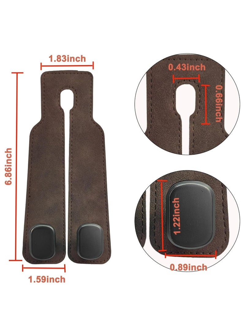 Dominy - Headrest Hooks for Car, Leather Car Seat Headrest Hooks, Universal Leather Car Seat Storage Hanger Ideal for Purse, Coats, Umbrellas, Grocery Bags,Organization Accessories Brown - Image 1