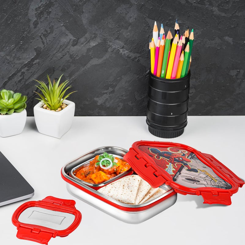 Cello CELLO Click It Toons Medium | 100% Food Grade | Leak Proof & Break Resistant | 2 Containers Lunch Box, 915 ml, Red  - Image 1