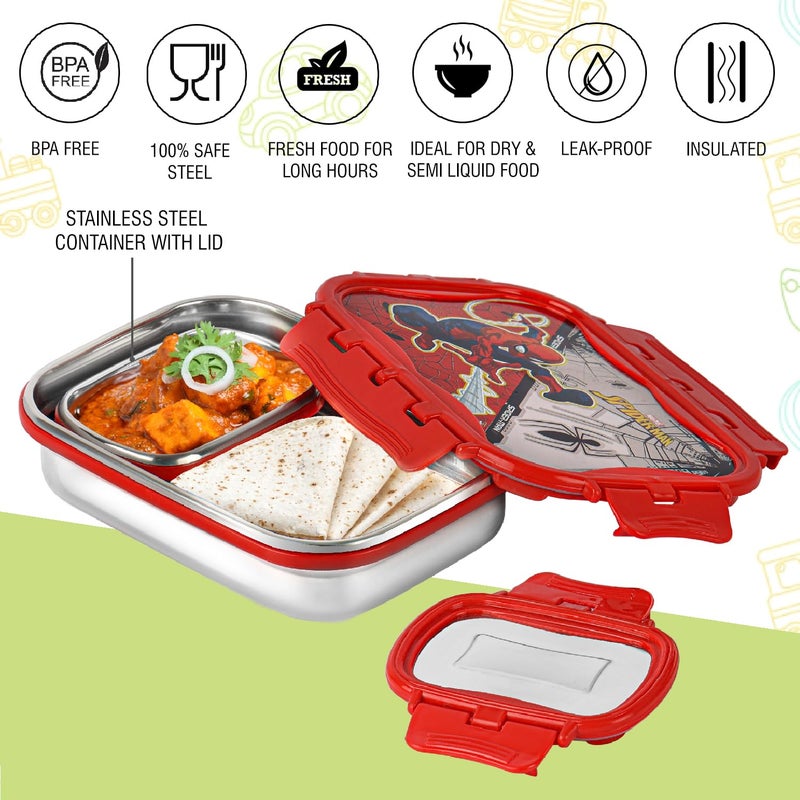 Cello CELLO Click It Toons Medium | 100% Food Grade | Leak Proof & Break Resistant | 2 Containers Lunch Box, 915 ml, Red  - Image 3